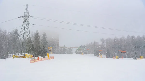 Vista Nevada Estación Superior Del Telesilla Slotwiny Arena Krynica Zdroj — Foto de Stock