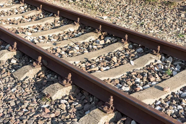 Demiryolu Raylarının Taşıma Arkaplanı Olarak Kapatılması — Stok fotoğraf