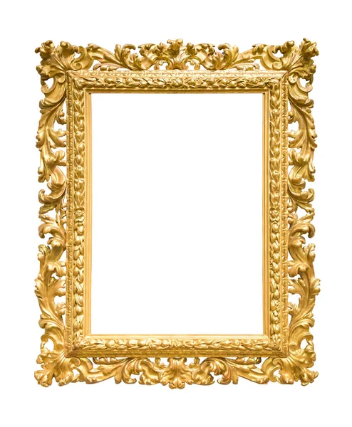 Rechthoek Decoratieve Gouden Fotolijstje Geïsoleerd Witte Achtergrond Met Clipping Pad — Stockfoto