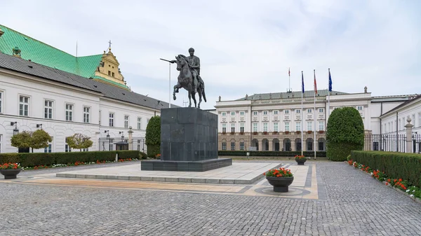 Warsaw Poland October 2019 Statue Jozef Poniatowski Front Presidential Palace — Foto Stock