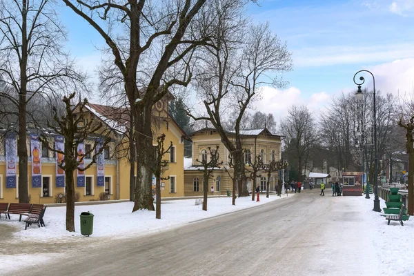 Krynica Zdroj Poland January 2020 Tourists Walk Dietls Boulevards Famous — Stock Photo, Image