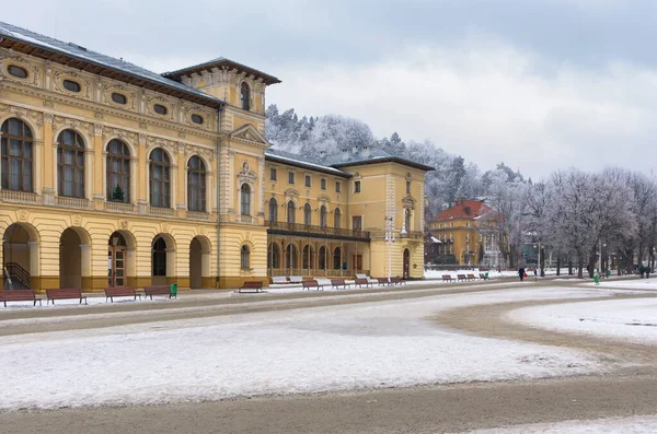 Winter View Main Square Krynica Zdroj Famous Spa Town Southern — Foto Stock