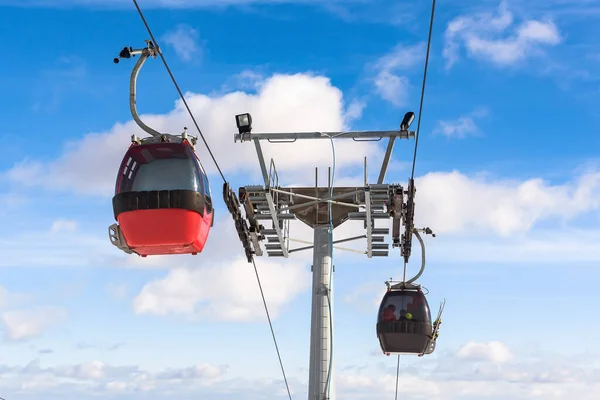 Closeup Gondola Ski Lift Blue Sky Sunny Day — Stock Photo, Image