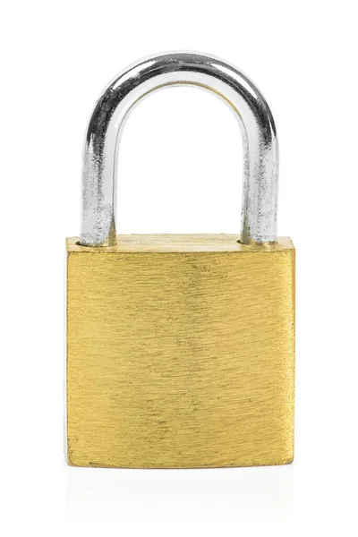 Yellow Locked Padlock Isolated White Background Clipping Path — Stock Photo, Image