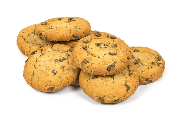 Chocolade Chips Koekjes Geïsoleerd Witte Achtergrond Met Clipping Pad — Stockfoto