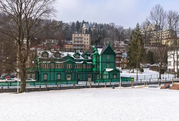 Winter View Buildings Town Center Krynica Zdroj Poland — Stock Photo, Image