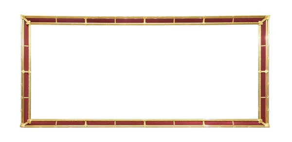 クリッピングパスと白の背景に隔離された赤の要素を持つ黄金の装飾的な画像フレーム — ストック写真
