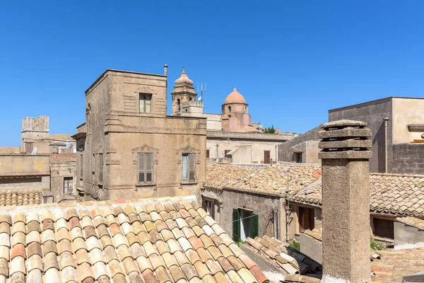 Daken Van Historische Architectuur Van Erice Stad Sicilië Italië — Stockfoto