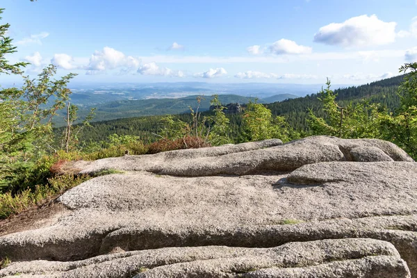 Vue Des Formations Rocheuses Dans Les Montagnes Géantes Polonaises Avec — Photo