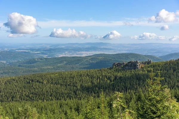Vue Aérienne Des Formations Rocheuses Dans Les Montagnes Géantes Polonaises — Photo