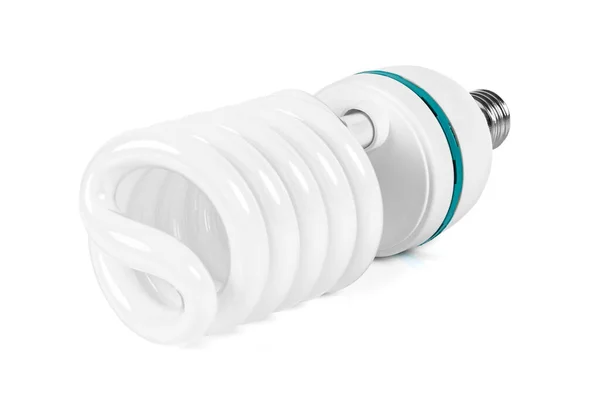 Energy Saving Fluorescent Light Bulb Isolated White Background Clipping Path — Stock Photo, Image