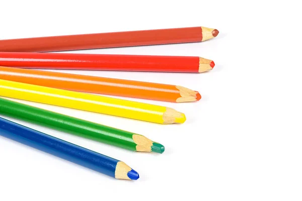 Zestaw Kolorowych Ołówków Izolowanych Białym Tle Ścieżką Wycinania — Zdjęcie stockowe