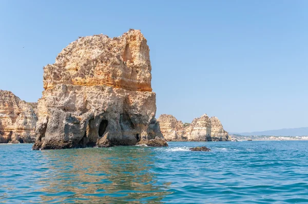 Rock formations near Lagos seen from the water — Stock Photo, Image