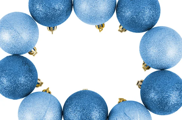 框架由蓝色的圣诞小玩意 — 图库照片