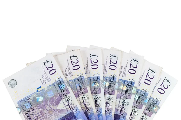 Eurosedlar av 20 engelska pund — Stockfoto