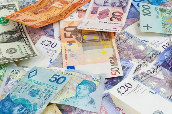 Different currencies banknotes background — Stock Photo, Image