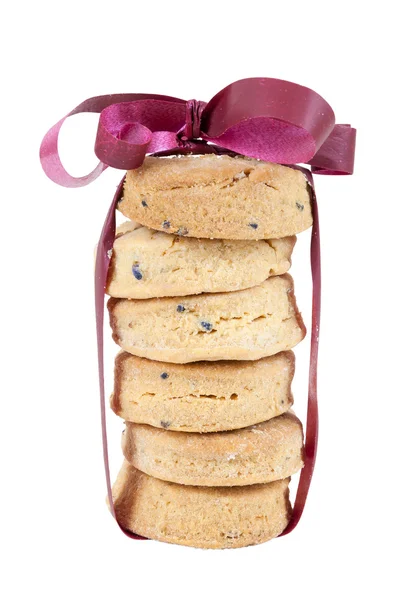 Cadeau fait de biscuits faits maison sur fond blanc — Photo