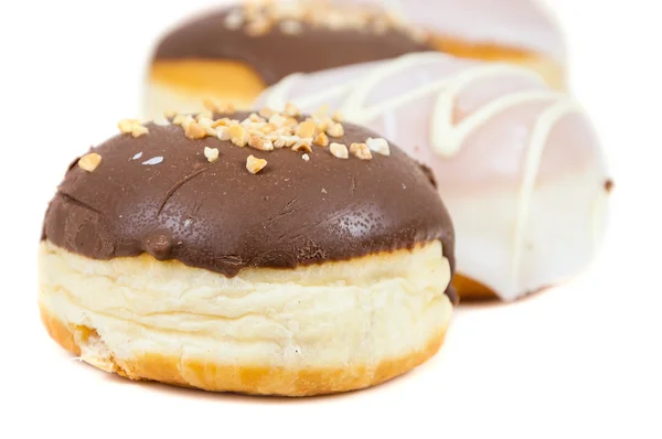 Glazed and chocolate donuts — Stock Photo, Image