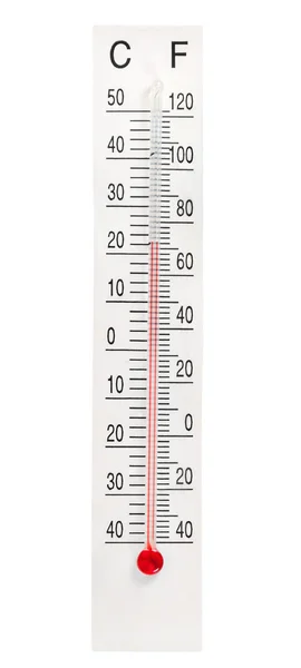 Home Termômetro de mercúrio sobre fundo branco — Fotografia de Stock
