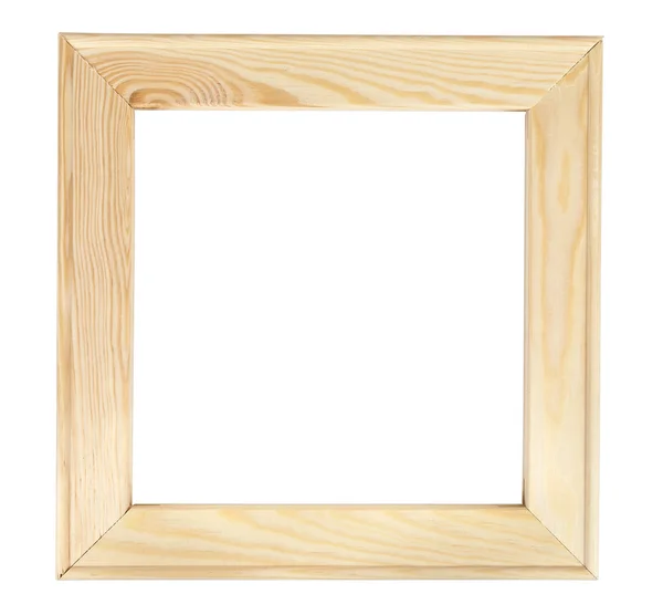 Vierkante houten afbeeldingsframe op wit backround — Stockfoto