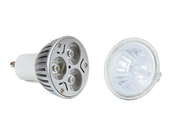 Led light bulb and halogen lamp — Stockfoto
