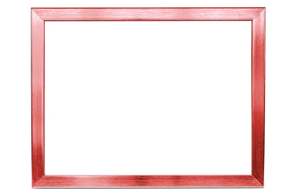 Cornice fotografica vuota in alluminio rosso su sfondo bianco — Foto Stock