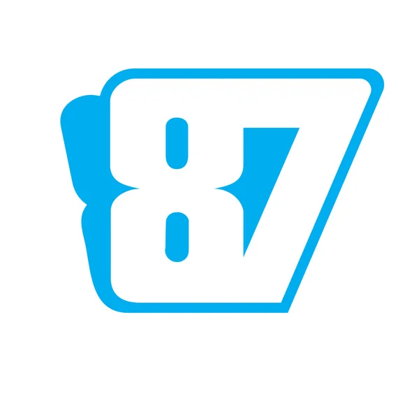 87 logo modern dengan bayangan biru. 87 tanda ilustrasi - Stok Vektor