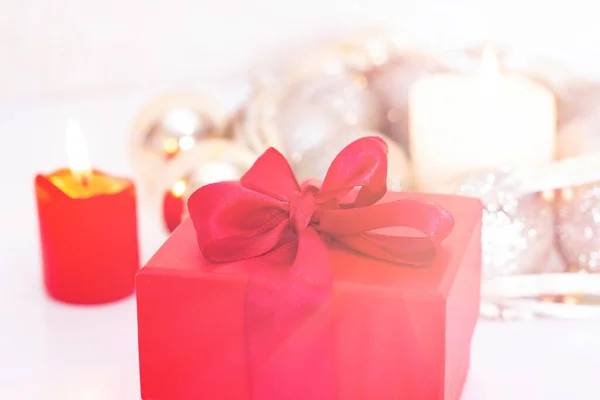 Composizione Natalizia Con Confezione Regalo Decorazioni Buon Natale Tutti Messa — Foto Stock