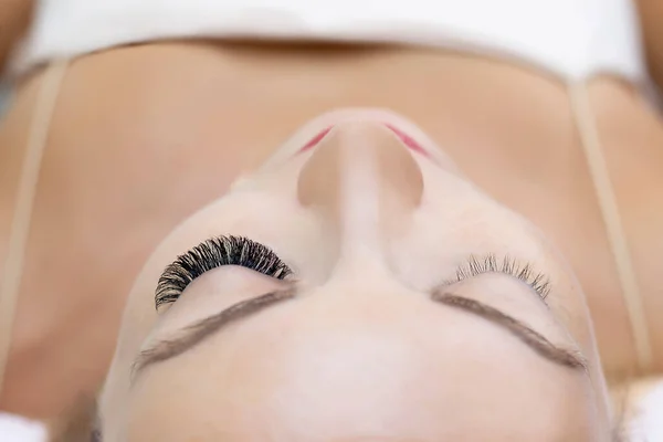 Wimpernverlängerung Frauenauge Mit Langen Wimpern Nahaufnahme — Stockfoto