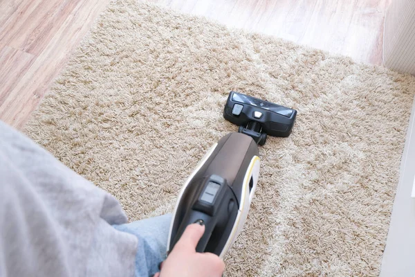 Cordless Vacuum Cleaner Used Clean Carpet Room Housework New Handheld — Stock Photo, Image