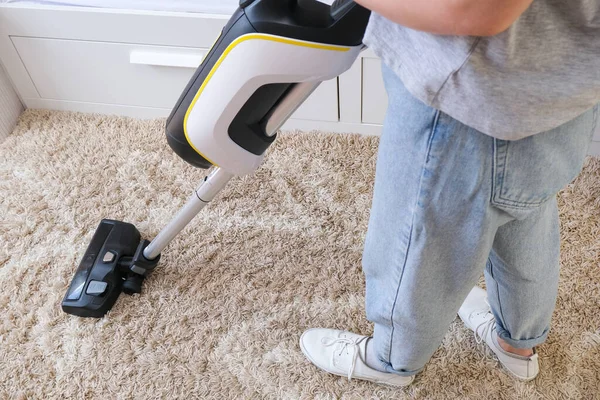Cordless Vacuum Cleaner Used Clean Carpet Room Housework New Handheld — Stock Photo, Image