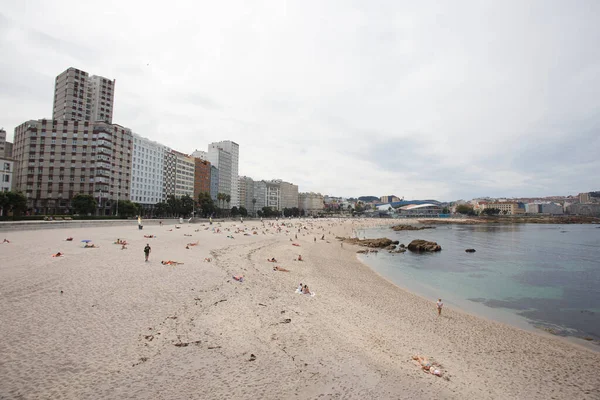 Galicia İspanya'nın La Coruna Riazor beach