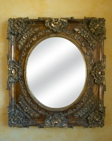 Mirror Carved Wood Frame — Stock Photo, Image