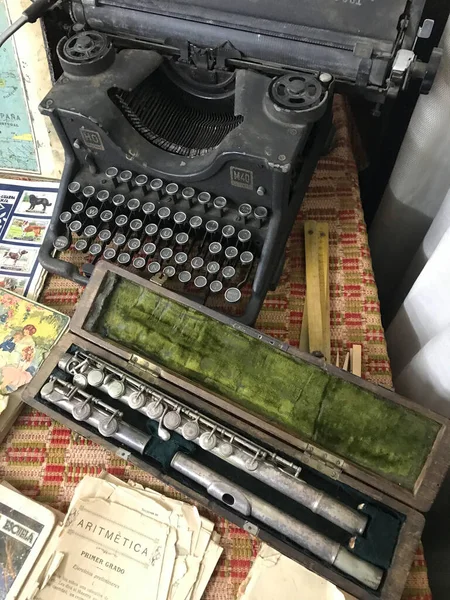 old objects displayed on the table