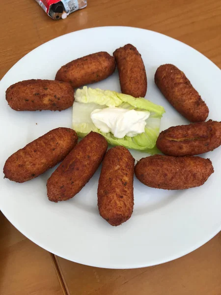 Plate Cod Croquettes — Stock Photo, Image