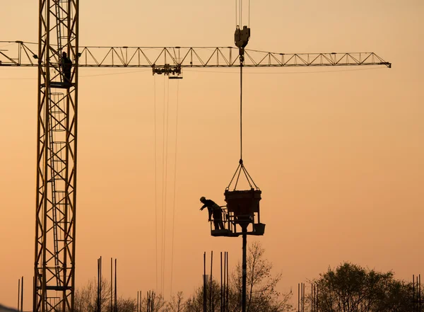 Silhouette of construction site — Stock Photo, Image