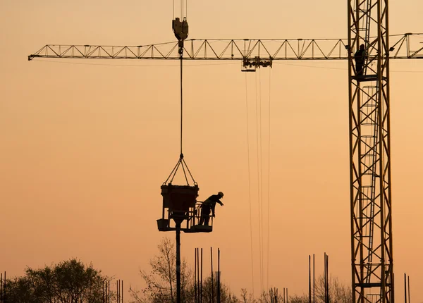 Silhouette of construction site — Stock Photo, Image