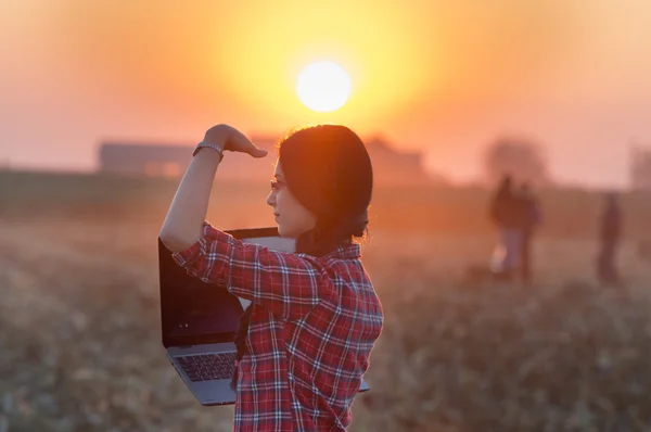 Vrouw in het veld — Stockfoto