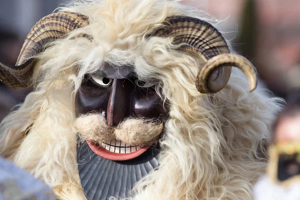 Närbild Traditionell Ungersk Mask Busojaras Karnevalsfestival Mohacs — Stockfoto