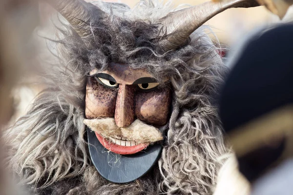 Close Van Traditionele Hongaarse Masker Busojaras Carnaval Festival Mohacs — Stockfoto