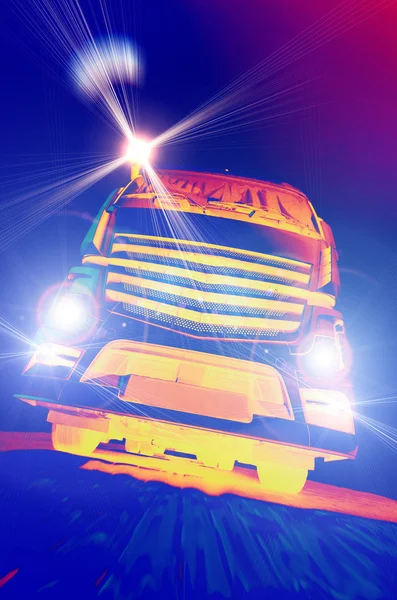 Truck with headlights — Stock Photo, Image