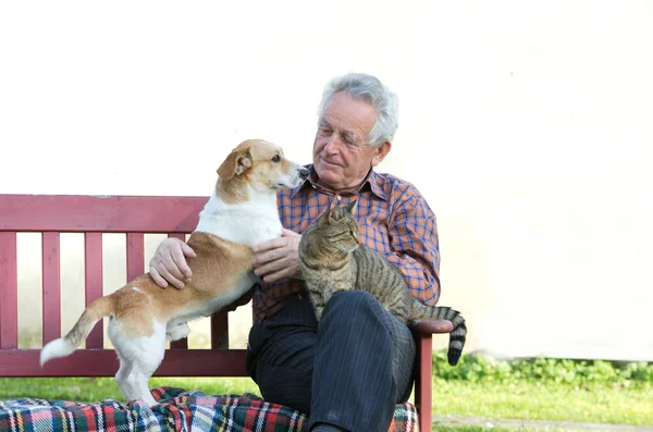Man with pets — Stock Photo, Image