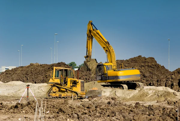 Excavator and bulldozer — Stok fotoğraf