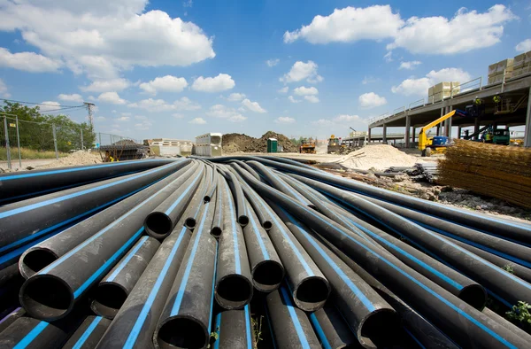 PVC pipes ar building site — Stock Photo, Image