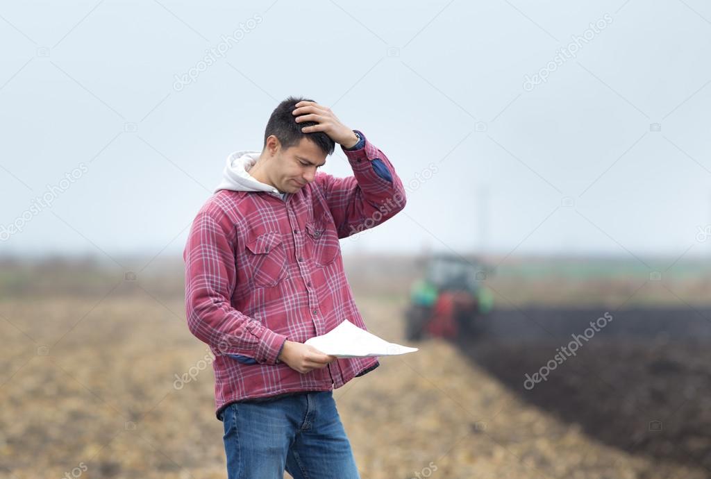 Worried man on the field