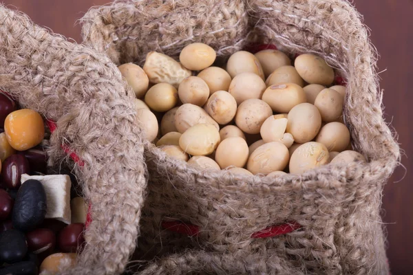 Soybean in sack — Stock Photo, Image