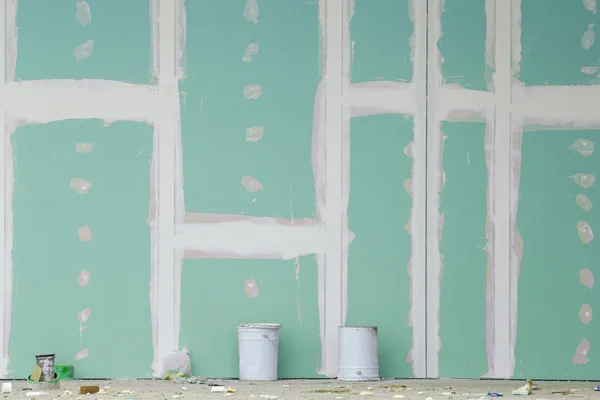 Gypsum wall under construction — Stock Photo, Image