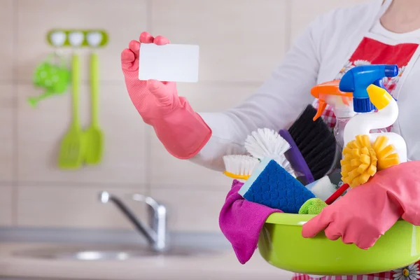 Σπίτι καθαρότερα με επαγγελματική κάρτα — Φωτογραφία Αρχείου