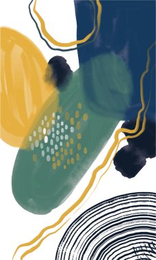 Minimalist vektör el boyası, suluboya lekeli soyut sanat arkaplanı. Fırça resmi, bir posterin, afişin, iç resmin sanatsal akrilik dizaynlı bir dekorasyonudur..