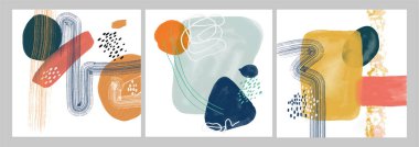 Minimalist vektör el boyası, suluboya lekeli, soyut sanat arkaplanı. Fırça resmi, bir posterin, afişin veya iç resmin sanatsal akrilik tasarımı ile bir desen dekorasyonudur. Resimli kartpostallar.